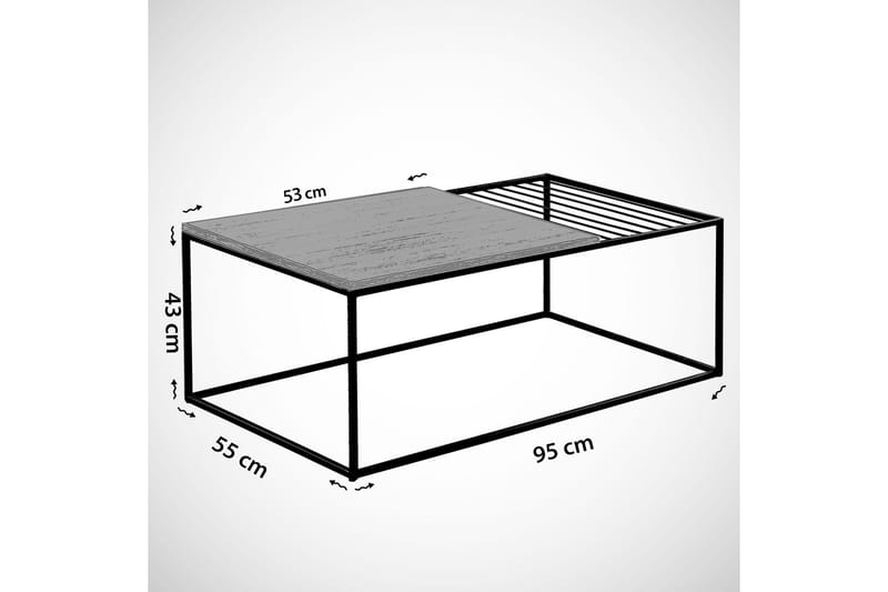 Falan Soffbord 95 cm Marmormönster Ribbor - Svart - Soffbord