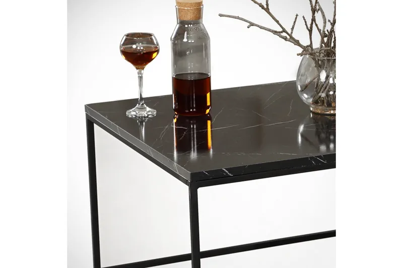 Falan Soffbord 95 cm Marmormönster Ribbor - Svart - Möbler - Bord & matgrupper - Soffbord