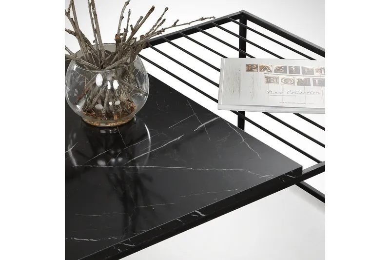 Falan Soffbord 95 cm Marmormönster Ribbor - Svart - Möbler - Bord & matgrupper - Soffbord