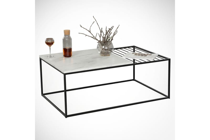 Falan Soffbord 95 cm Marmormönster Ribbor - Vit/Svart - Möbler - Bord & matgrupper - Soffbord