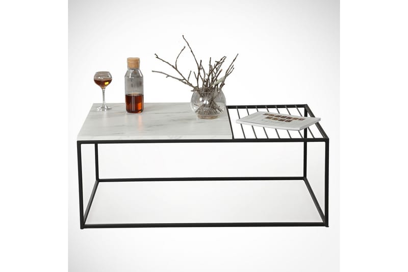 Falan Soffbord 95 cm Marmormönster Ribbor - Vit/Svart - Möbler - Bord & matgrupper - Soffbord