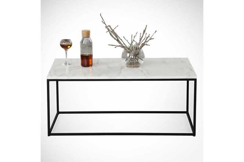 Falan Soffbord 95 cm Marmormönster - Vit/Svart/Grå - Möbler - Bord & matgrupper - Soffbord