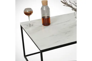 Falan Soffbord 95 cm Marmormönster - Vit/Svart/Grå - Möbler - Bord & matgrupper - Soffbord