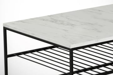 Falan Soffbord 95 cm med Förvaring Hylla Marmormönster Ribbo - Vit/Svart - Möbler - Bord & matgrupper - Soffbord
