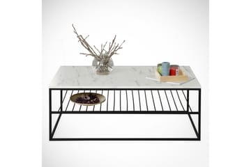 Falan Soffbord 95 cm med Förvaring Hylla Marmormönster Ribbo - Vit/Svart - Möbler - Bord & matgrupper - Soffbord