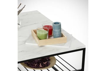 Falan Soffbord 95 cm med Förvaring Hylla Marmormönster Ribbo - Vit/Svart - Möbler - Bord & matgrupper - Soffbord