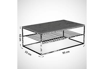 Falan Soffbord 95 cm med Förvaring Hylla Marmormönster Ribbo - Vit/Svart - Möbler - Bord & matgrupper - Soffbord
