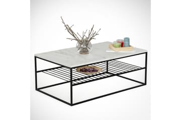 Falan Soffbord 95 cm med Förvaring Hylla Marmormönster Ribbo - Vit/Svart - Möbler - Bord & matgrupper - Soffbord