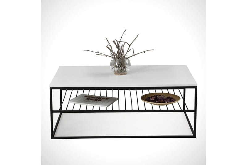 Falan Soffbord 95 cm med Förvaring Hyllor Ribbor - Vit/Svart - Möbler - Bord & matgrupper - Soffbord