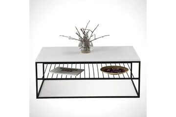 Falan Soffbord 95 cm med Förvaring Hyllor Ribbor - Vit/Svart - Möbler - Bord & matgrupper - Soffbord