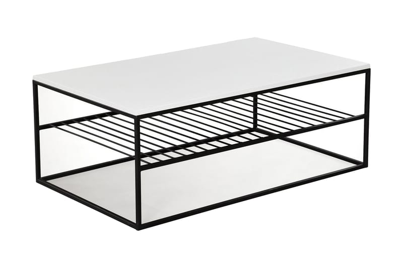 Falan Soffbord 95 cm med Förvaring Hyllor Ribbor - Vit/Svart - Möbler - Bord & matgrupper - Soffbord
