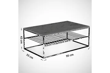 Falan Soffbord 95 cm med Förvaring Hyllor Ribbor - Vit/Svart - Möbler - Bord & matgrupper - Soffbord