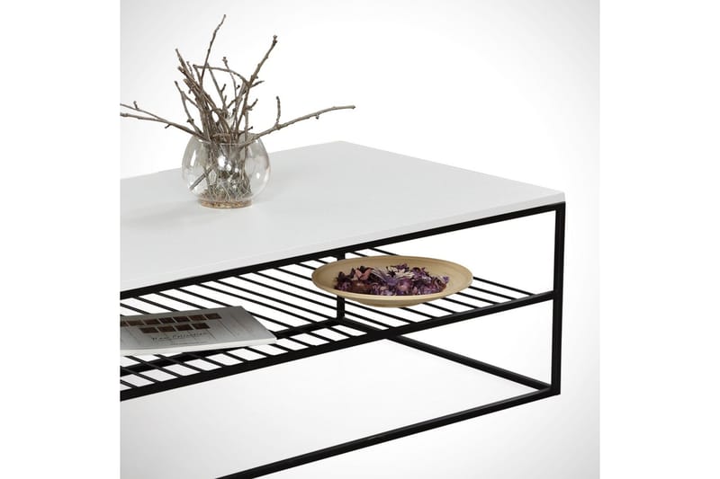 Falan Soffbord 95 cm med Förvaring Hyllor Ribbor - Vit/Svart - Möbler - Bord & matgrupper - Soffbord