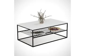 Falan Soffbord 95 cm med Förvaring Hyllor Ribbor - Vit/Svart - Möbler - Bord & matgrupper - Soffbord