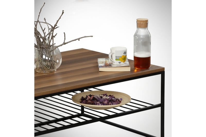 Falan Soffbord 95 cm med Hylla Ribbor - Brun - Möbler - Bord & matgrupper - Soffbord