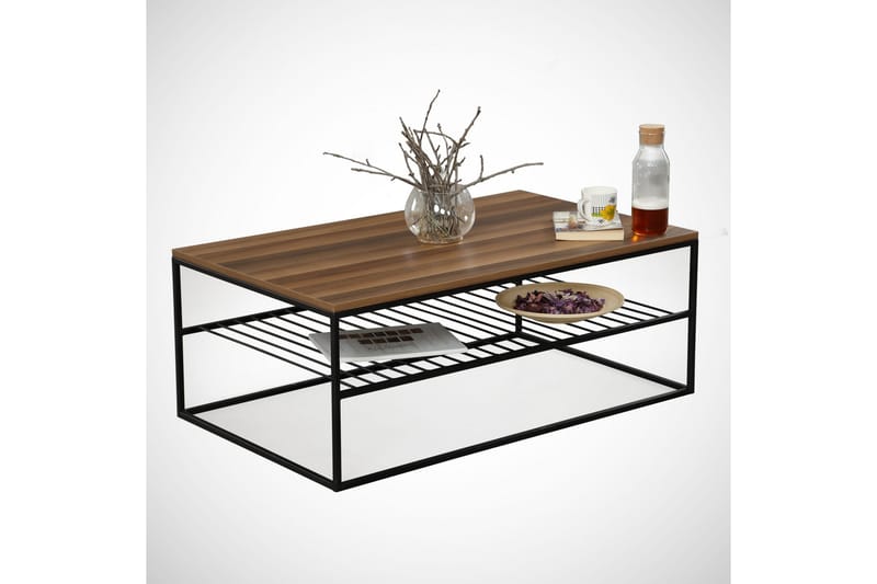 Falan Soffbord 95 cm med Hylla Ribbor - Brun - Möbler - Bord & matgrupper - Soffbord