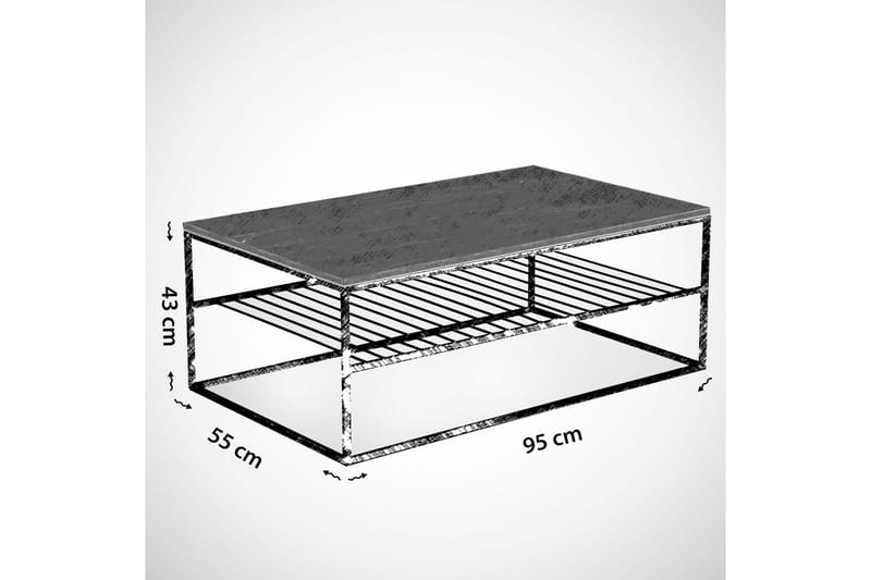 Falan Soffbord 95 cm med Hyllor Ribbor - Brun/Ek - Soffbord