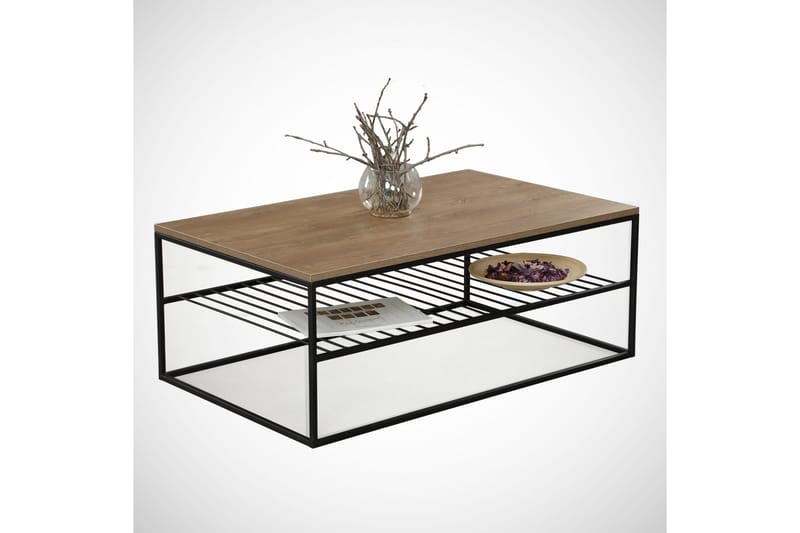 Falan Soffbord 95 cm med Hyllor Ribbor - Brun/Ek - Möbler - Bord & matgrupper - Soffbord