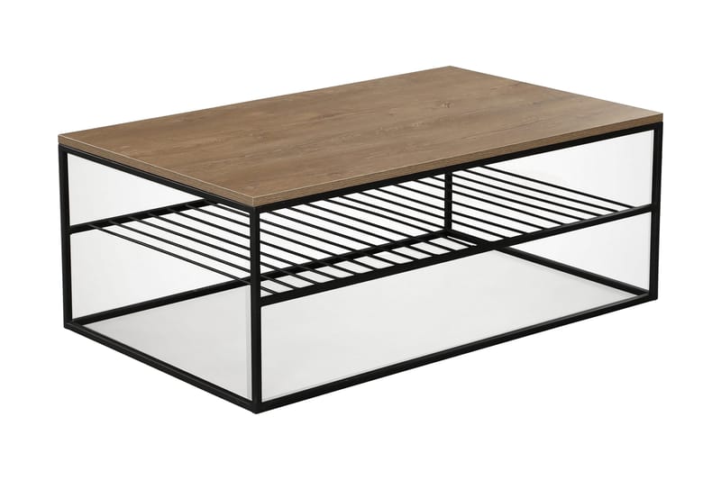 Falan Soffbord 95 cm med Hyllor Ribbor - Brun/Ek - Möbler - Bord & matgrupper - Soffbord