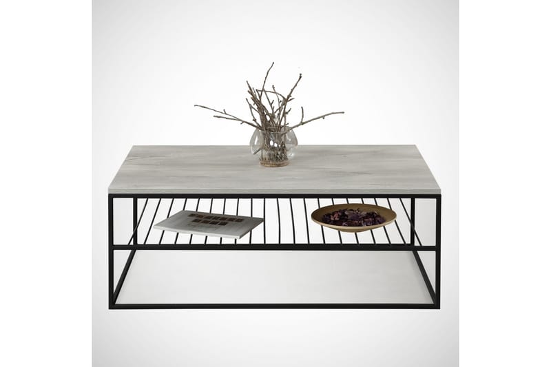 Falan Soffbord 95 cm med Hyllor Ribbor - Grå/Vit - Möbler - Bord & matgrupper - Soffbord