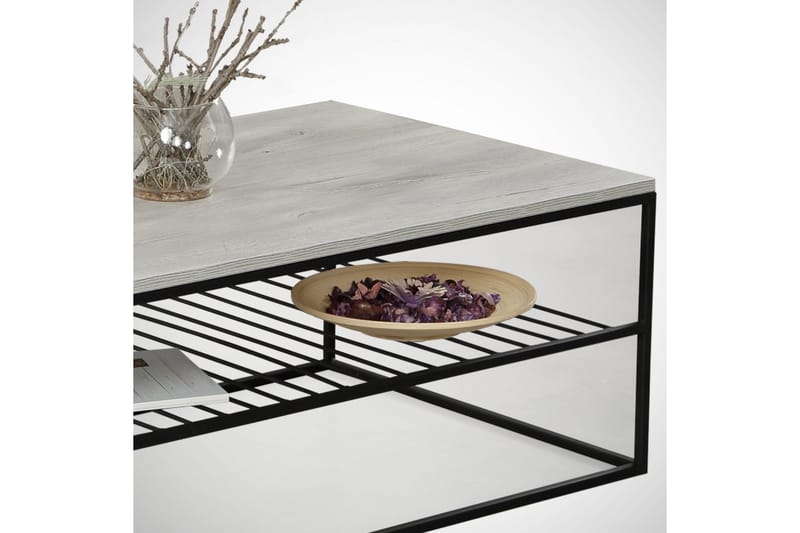 Falan Soffbord 95 cm med Hyllor Ribbor - Grå/Vit - Möbler - Bord & matgrupper - Soffbord