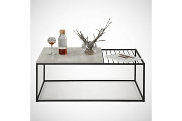 Falan Soffbord 95 cm Ribbor - Vit/Marmor - Möbler - Bord & matgrupper - Soffbord