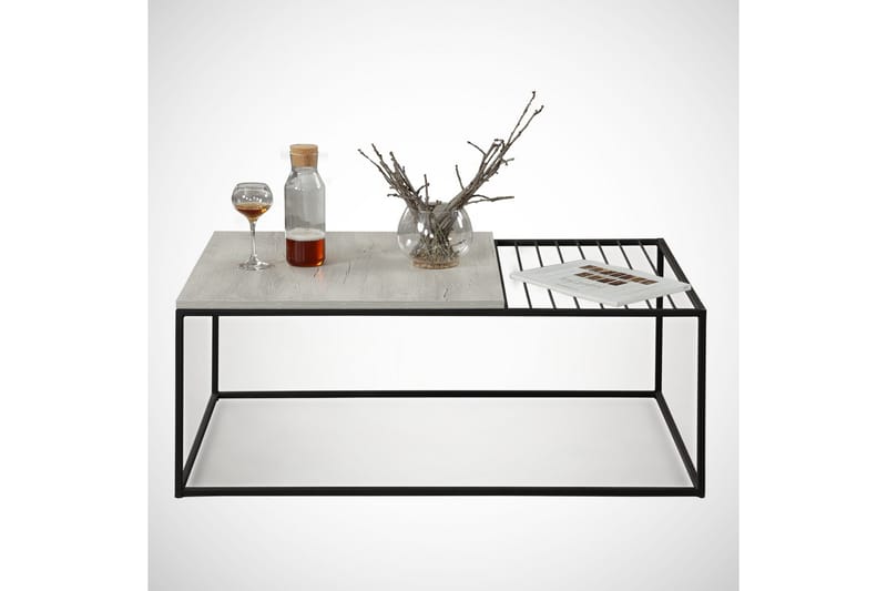 Falan Soffbord 95 cm Ribbor - Vit/Marmor - Möbler - Bord & matgrupper - Soffbord