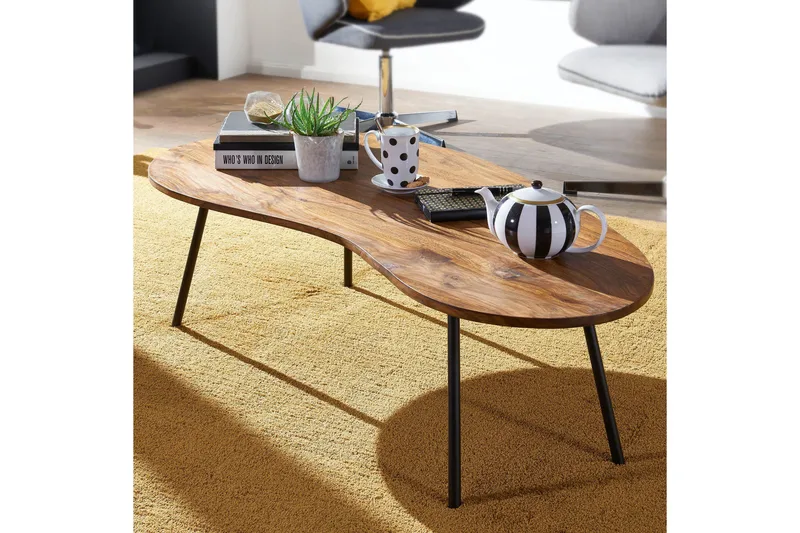 Fanks Soffbord 122 cm Njurformat - Massivt Trä/Svart - Möbler - Bord & matgrupper - Soffbord