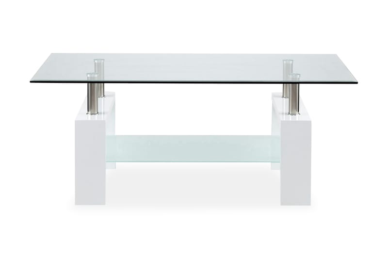 Faxberg Soffbord 110 cm med Förvaring Hylla - Glas/Vit/Krom - Möbler - Bord & matgrupper - Soffbord