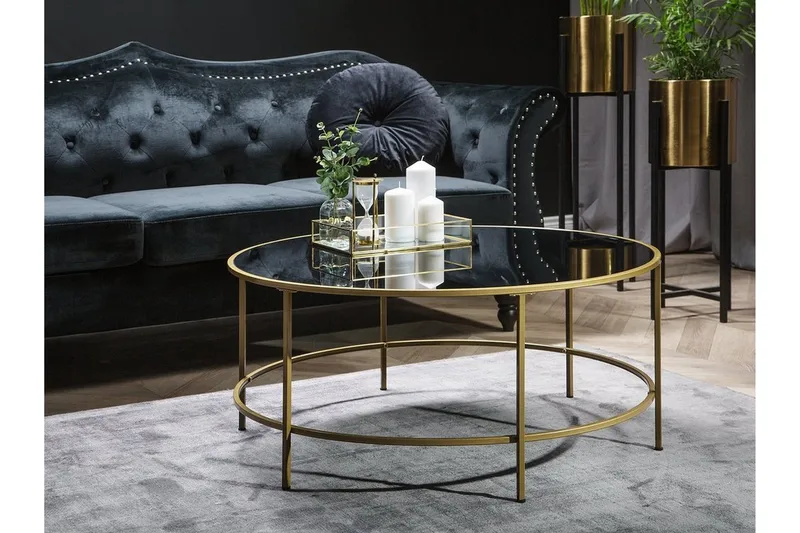 Florence Soffbord 88 cm, Svart/Glas