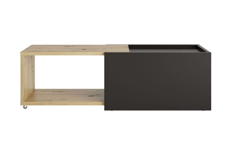 FMD Utdragbart soffbord artisan-ek och svart - Flerfärgad - Soffbord - Soffbord med hjul