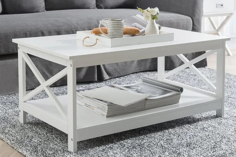 Fostia Soffbord 100 cm med Förvaring Hylla - Vit - Möbler - Bord & matgrupper - Soffbord