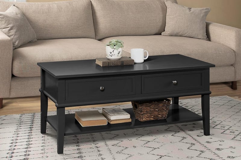 Franklin Soffbord 105 cm med Förvaring Hylla + 2 Lådor Svart - Dorel Home - Möbler - Bord & matgrupper - Soffbord - Soffbord med förvaring