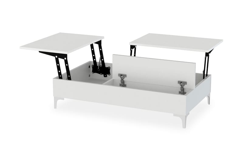 Furny Home Soffbord 121 cm Höj- och Sänkbar med Förvaring - Vit - Soffbord