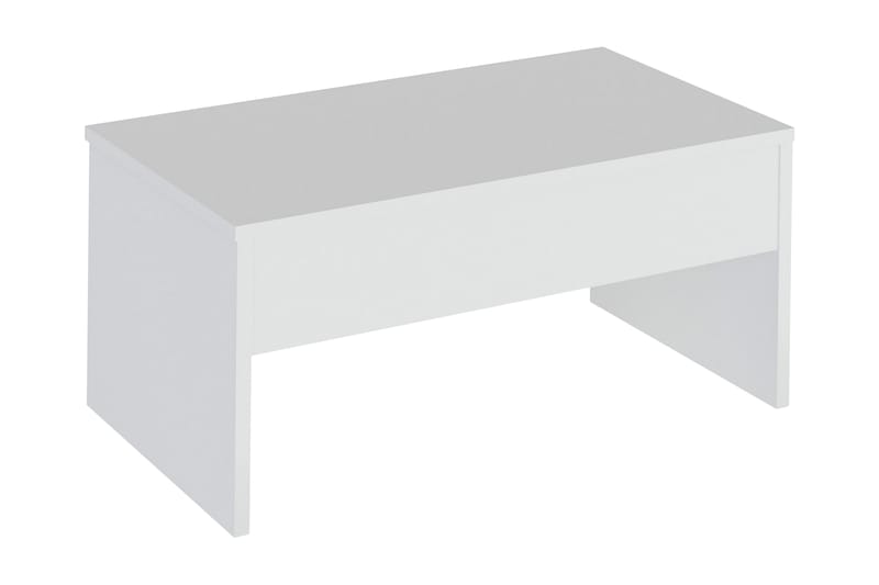 Furny Home Soffbord 90 cm Höj- och S�änkbar med Förvaring - Vit - Soffbord