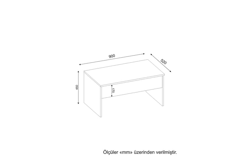 Furny Home Soffbord 90 cm Höj- och Sänkbar med Förvaring - Vit - Soffbord