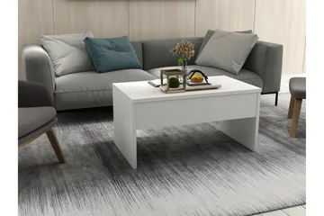 Furny Home Soffbord 90 cm Höj- och Sänkbar med Förvaring - Vit - Möbler - Bord & matgrupper - Soffbord
