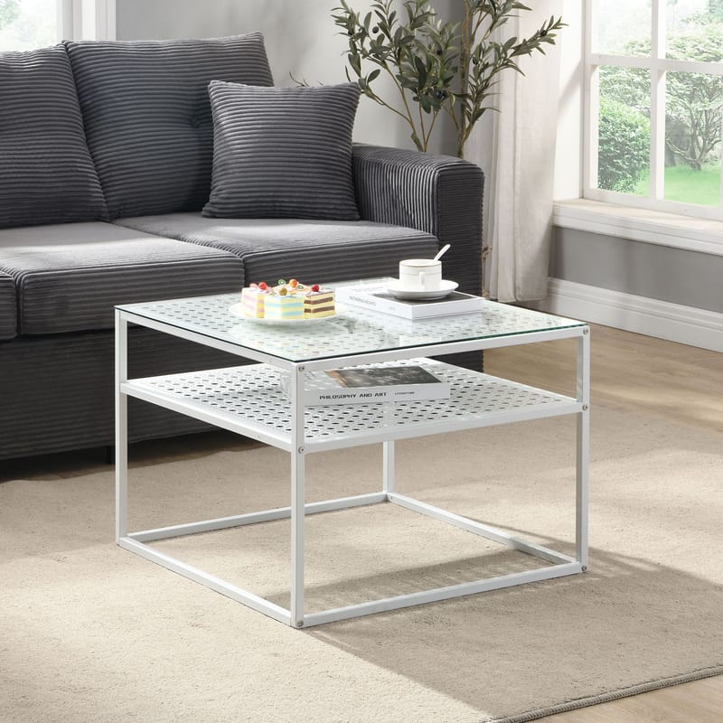 Galaro Soffbord 60 cm - Transparent och matt vit - Möbler - Bord & matgrupper - Soffbord - Soffbord med förvaring
