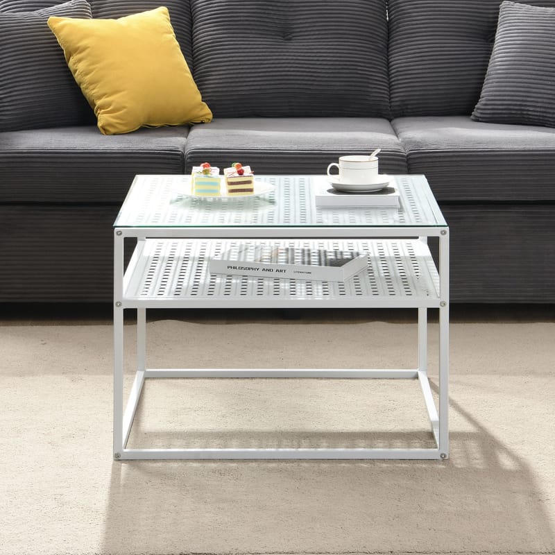 Galaro Soffbord 60 cm - Transparent och matt vit - Möbler - Bord & matgrupper - Soffbord - Soffbord med förvaring