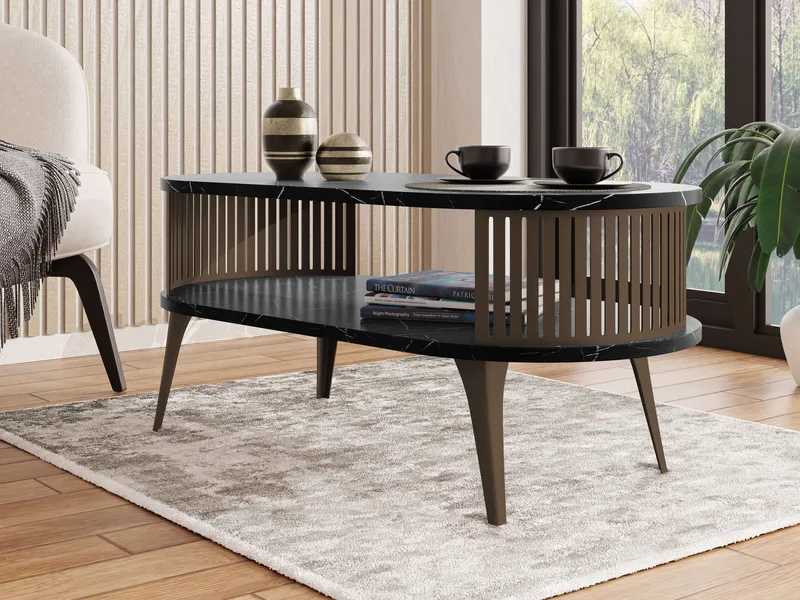 Galia Soffbord 100 cm Oval - Brun|svart - Möbler - Bord & matgrupper - Soffbord