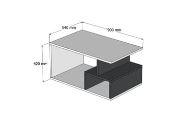 Garavelo Soffbord 90 cm med Förvaring Hyllor - Mörkbrun/Natur/Vit - Möbler - Bord & matgrupper - Soffbord