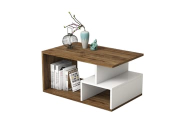 Garavelo Soffbord 90 cm med Förvaring Hyllor - Mörkbrun/Natur/Vit - Möbler - Bord & matgrupper - Soffbord