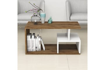 Garavelo Soffbord 90 cm med Förvaring Hyllor - Mörkbrun/Natur/Vit - Möbler - Bord & matgrupper - Soffbord