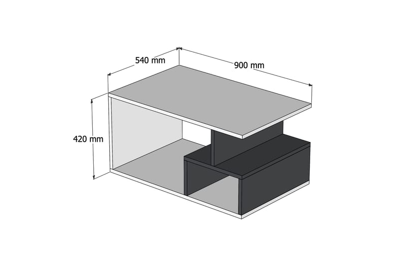 Garavelo Soffbord 90 cm med Förvaring Hyllor Marmormönster - Mörkbrun/Natur/Svart - Möbler - Bord & matgrupper - Soffbord
