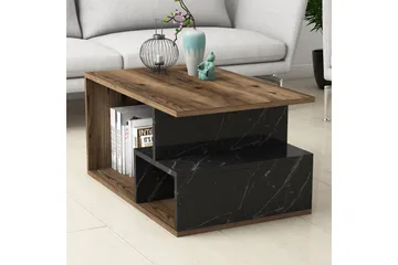 Garavelo Soffbord 90 cm med Förvaring Hyllor Marmormönster - Möbler - Bord & matgrupper - Soffbord