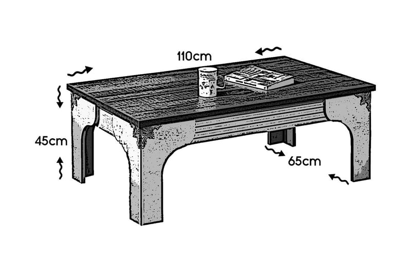 Gaszpar Soffbord 110 cm - Vit/Valnöt - Soffbord