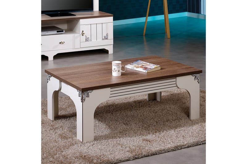 Gaszpar Soffbord 110 cm - Vit/Valnöt - Möbler - Bord & matgrupper - Soffbord