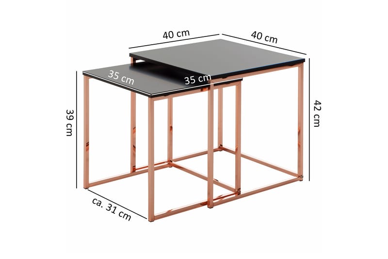 Geancarlo Satsbord 2-pack 48 cm - Koppar|Svart - Satsbord - Soffbord