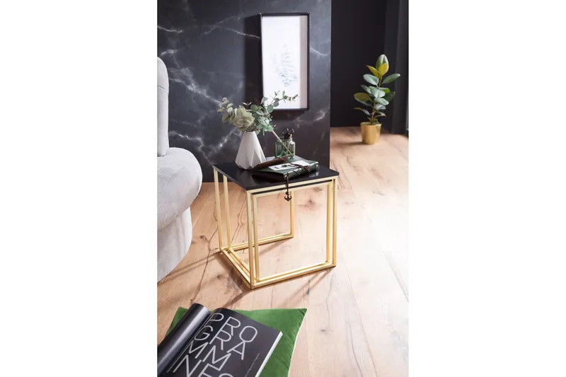 Geancarlo Satsbord 48 cm 2 Bord - Svart/Guld - Möbler - Bord & matgrupper - Soffbord
