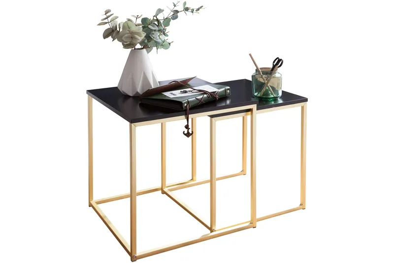 Geancarlo Satsbord 48 cm 2 Bord - Svart/Guld - Möbler - Bord & matgrupper - Soffbord